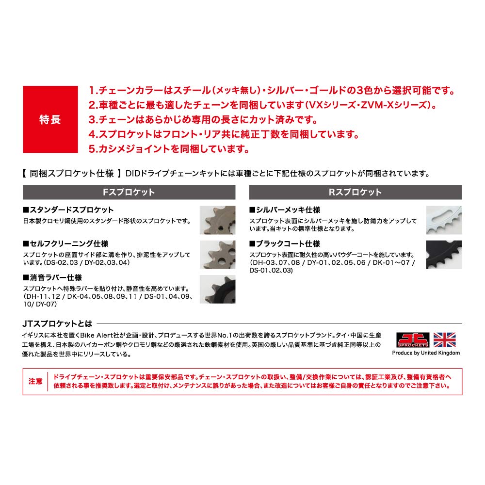 Sprocket Replacement Kit SUZUKI D.I.D (Daido Kogyo) F/R 3-point DS-01S GSR250/S/F 12-15/17,GSX250R 16-20