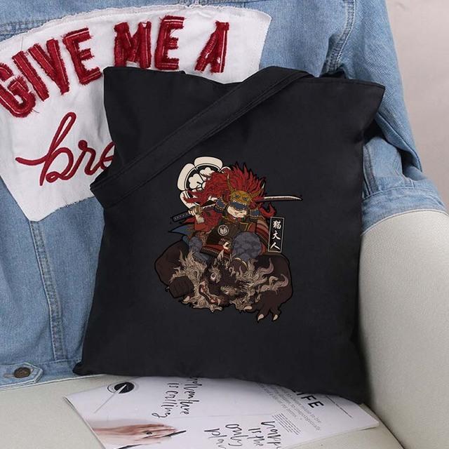 Women Bag Shopper Large Capacity Eco Canvas Cotton Shopper Foldable Fashion Black Cartoon Pictures Handbag Canvas Tote Bag