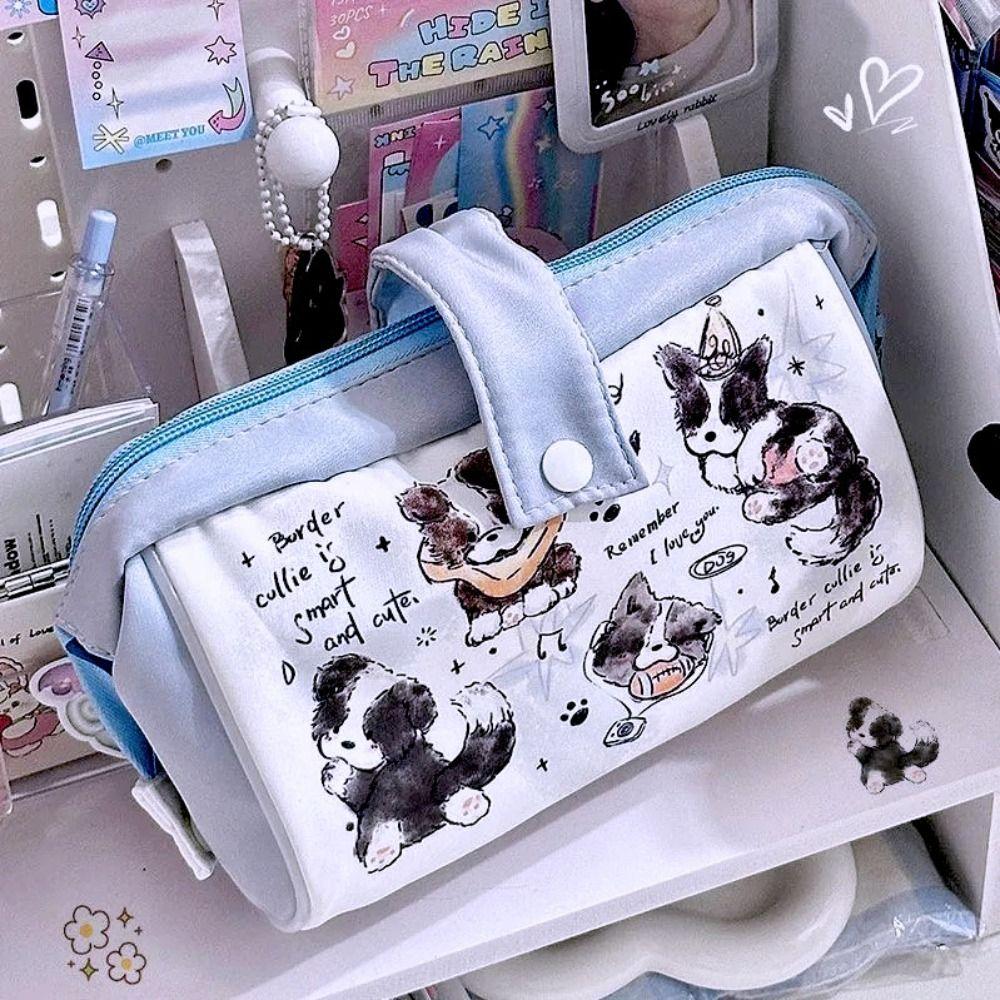 Large Capacity Puppy Stationery Bag Desktop Organizer Animal Pattern Pencil Bag  Stationery