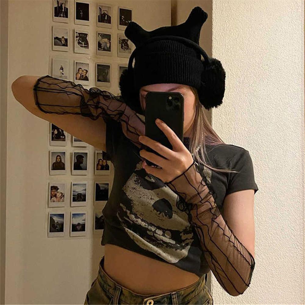 1 пара женских сексуальных эластичных нарукавников для вождения, длинные митенки-сетки без пальцев, закрывающие руки, летние солнцезащитные кружевные перчатки