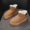 2024 Новые однотонные туфли на толстой подошве, хит продаж, женские сапоги с рукавами, зимние плюшевые теплые короткие зимние сапоги с круглым носком