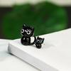 Стеклянный Черный Кот Миниатюрная Маленькая Фигурка Кота из Цветного Стекла Милый Мини-Котенок Фигурка для Рабочего Стола Книжной Полки Сада Фей Микро Пейзажа Декор