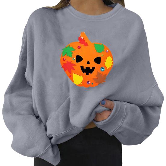 Стильный круглый вырез, простой ужасный праздничный графический свитшот на Хэллоуин для вечеринки, свитшот на Хэллоуин