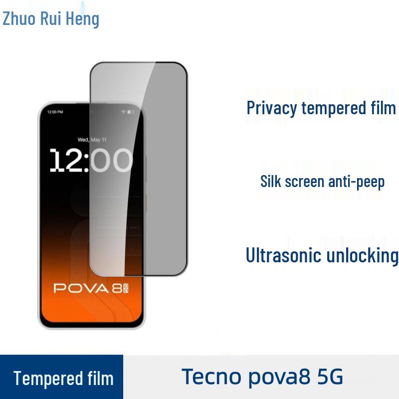 Tecno Pova 8 5G HD Матовое закаленное стекло с защитой от подглядывания с прозрачным протектором линзы с инкрустацией бриллиантами 'Глаз орла'