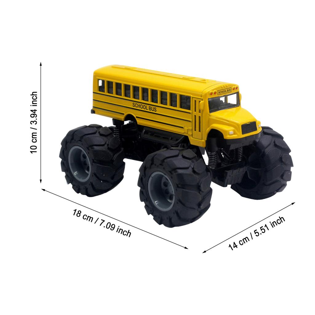 1/43 School Bus Monster Trucks Die Cast Toys Cars Models Metal Pull Back Play Vehicles for Kids Age 3 4 5 6 Year Old Boys Girls Toddlers Children