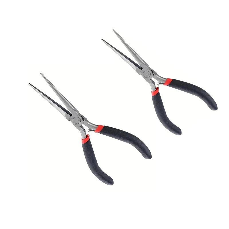 Mini Long Nose Pliers with Flat Round Nose and Cutter for DIY Jewelry Craft, Hairpin Making, Wire Bending Repair - Rust-Proof