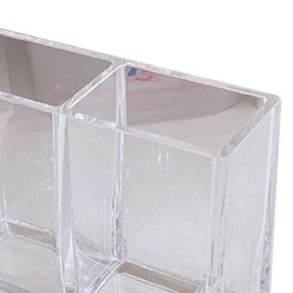 Space Saving Clear Pencil Organizer Cup 3 Compartments Transparent Pen Holder Countertop Desk