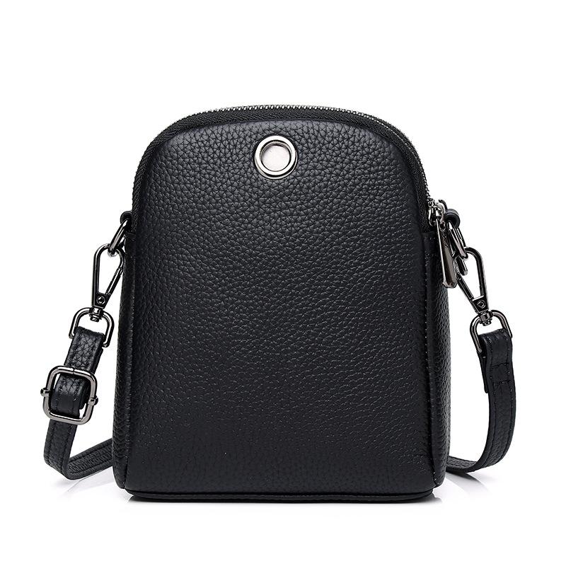 Feiya Leather Goods Factory Litchi Pattern Первый слой коровьей кожи Многослойная вертикальная сумка для мобильного телефона Одно плечо Кроссбоди женская сумка