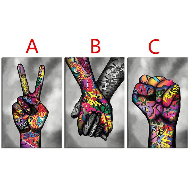 Граффити Wall Art Finger Fist Холст Картина Абстрактный Плакат Street Pop Art Печать на холсте Настенные картины для декора гостиной БЕЗ Рамки