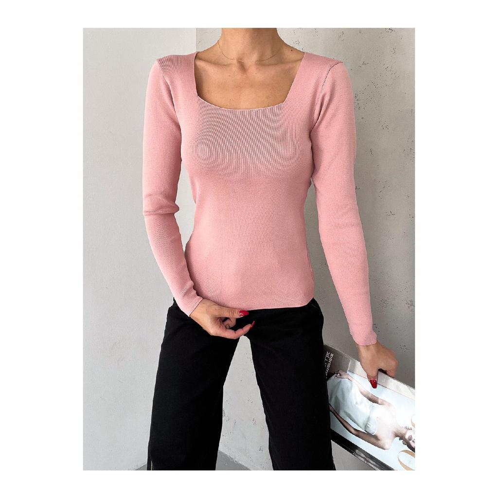 Женский трикотаж с квадратным воротником, сезонный свитер