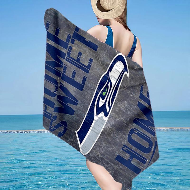Seattle Seahawks Logo Microfiber Beach Towel, Lightweight And Quick-Dry, for Summer Travel, Beach Essential, Swimming Pool