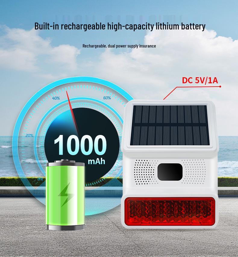 Solar-Powered Wireless Alarm with Infrared Motion Sensor for Indoor Use