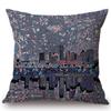 Us City Skyline Sketch Chicago Los Angeles Home Art Decoration Sofa Throw Pillow Case Cotton Linen Post Modernism Cushion Cover
