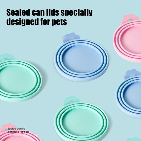 Pet Food Can Cover Reusable Silicone Sealed Can Cover with Spoon Fits 3 Standard Size Food Cans for Pet Food Cans or Canned Goods