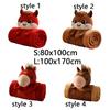 Soft Warm Horse Mascot Blanket Comfortable Fluffy Throw New Year Throw Blanket Folding Cartoon Flannel Blanket Travel