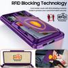 RFID Blocking Wallet Case with 4-Card Holder Sliding Camera Cover and Kickstand for Samsung Galaxy A35-Purple