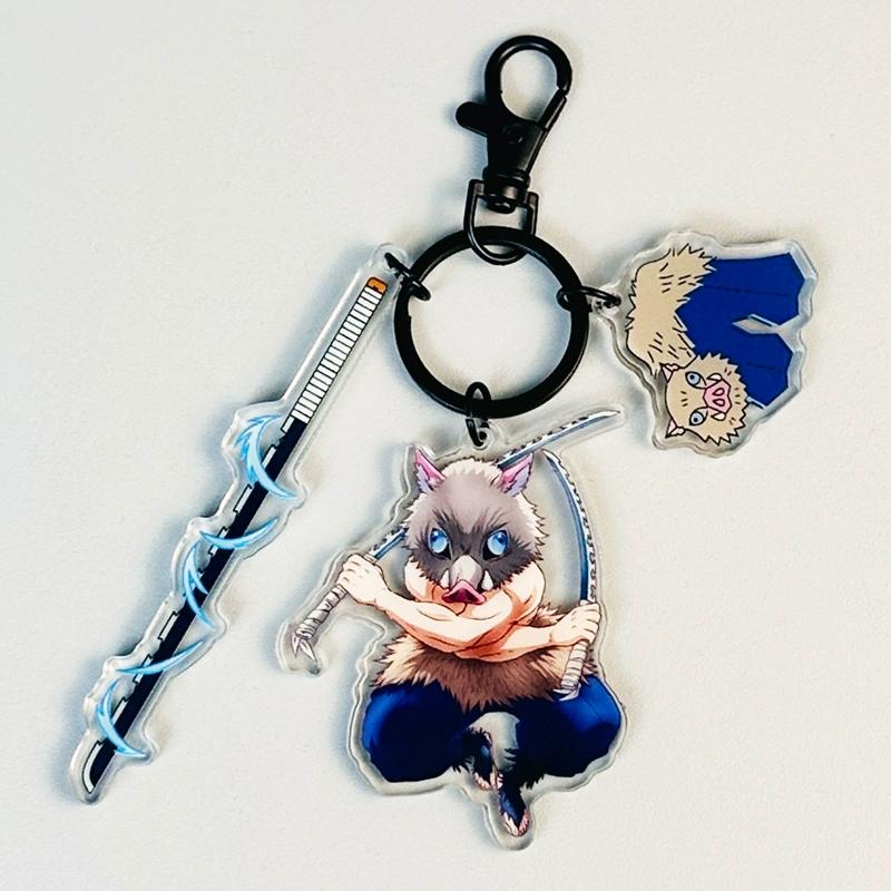 Keychain Pendant Anime Demon Slayer Kimetsu No Yaiba Kamado Tanjirou Double Sided HD Bag Pendant Gift For Fans Cosplay Props Jewelry Gift