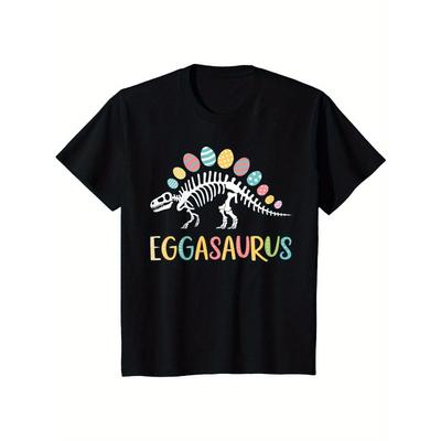 Европейские размеры Детская Eggasaurus Пасхальный Stegosaurus Динозавр Мальчики Детская Футболка