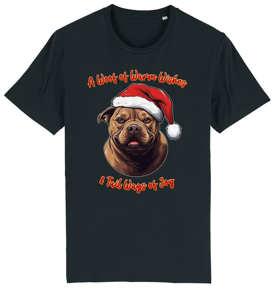 Детская рождественская футболка Стаффордширский бультерьер Собака Санта Гав Пожелания Собаки Стаффи Подарок