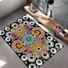 Colorful Spiral Pattern Black Carpet with Abstract Circular Design Suitable for use as an anti-slip for living room bedroom sofas