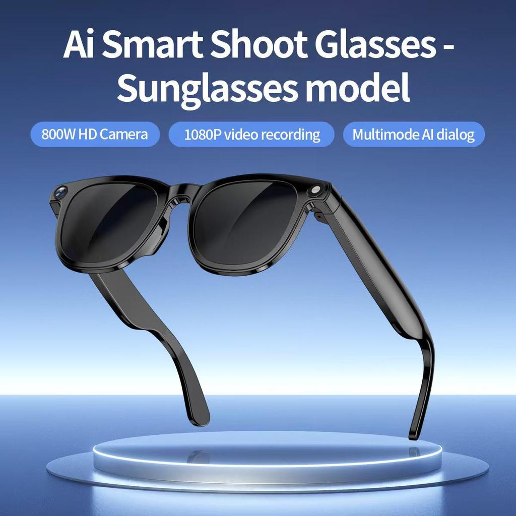 CY01 Smart Glasses: 8MP Camera, AI Voice Assistant, Music, Calls, Photo/Video Recording, 16GB Storage.