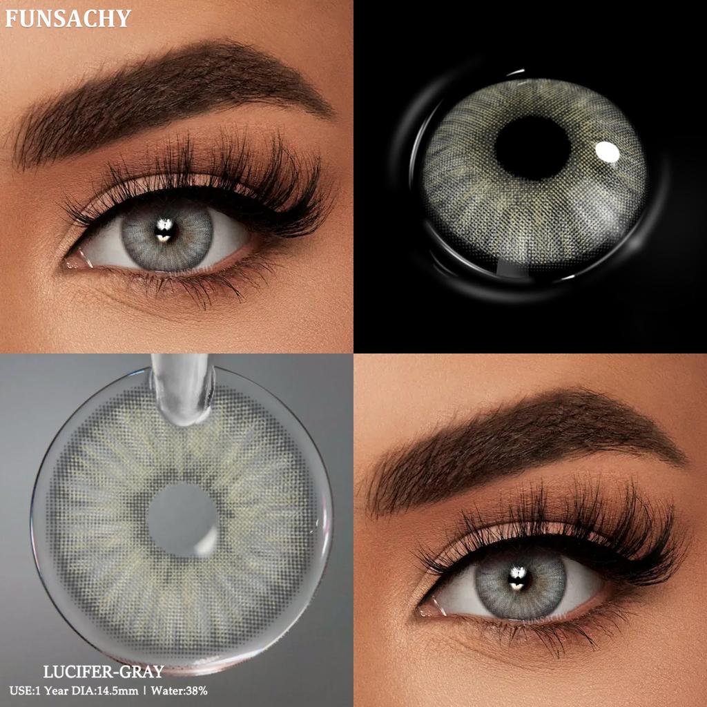 Funsachy 1pair Color Contact Lenses New Color Contact Lenses For Eyes Brown Contacts Lense Eye Yearly Use Beauty Makeup
