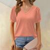 Женская модная футболка с коротким рукавом и V-образным вырезом, свободная повседневная футболка