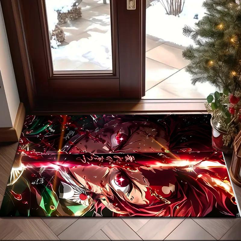 1PC Ghost Slayer's Night Rug Game Carpet, Floor Mat for Bedroom Living Room Entryway Rug, Home Decor Idea Gift for Christmas birthday