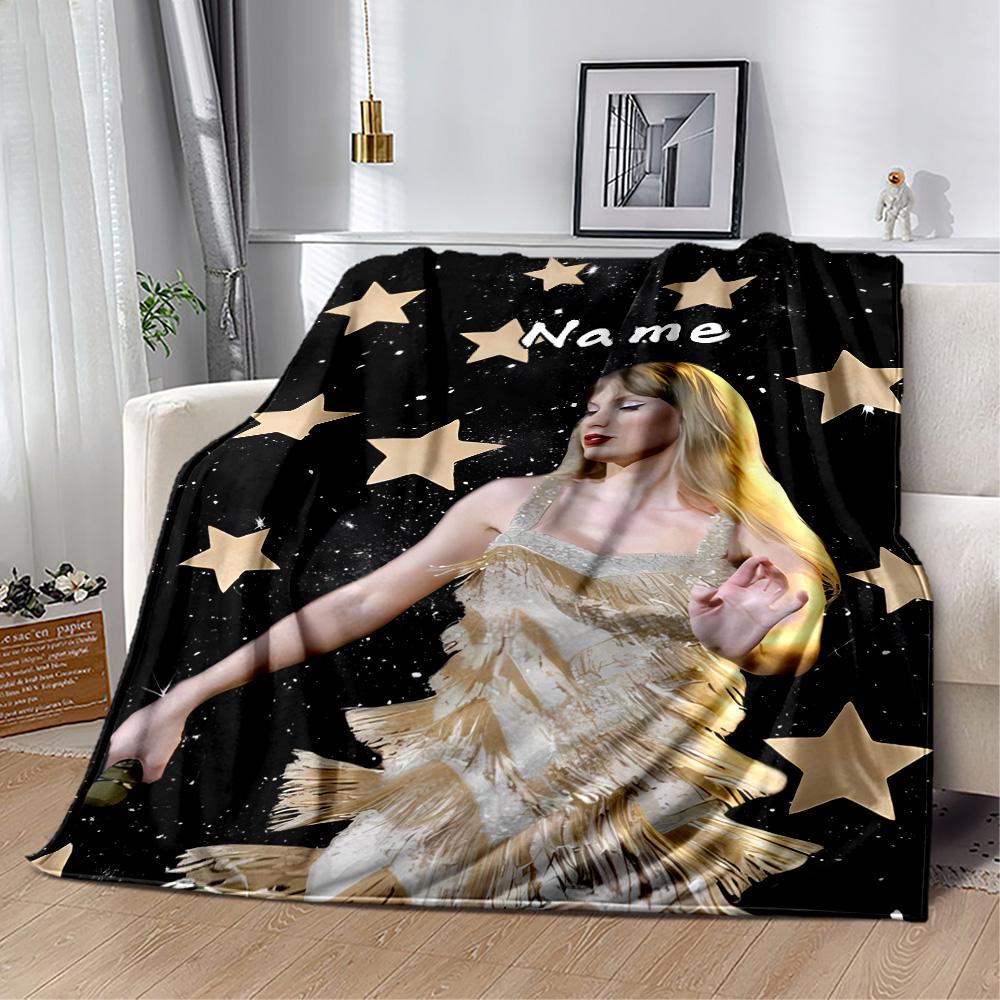 Starry Night Glamour Personalized Name Blanket Throw Customizable Blanket Durable Comfort Suitable for Picnics Home Decor Bed Sofa