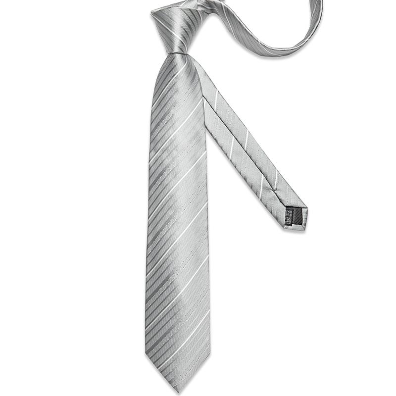 Модельер Серый Однотонный Полосатый Шелковый Свадебный Галстук Подарочный Галстук для Мужчин Рубашка Носовой Платок Запонки Набор Деловой Галстук
