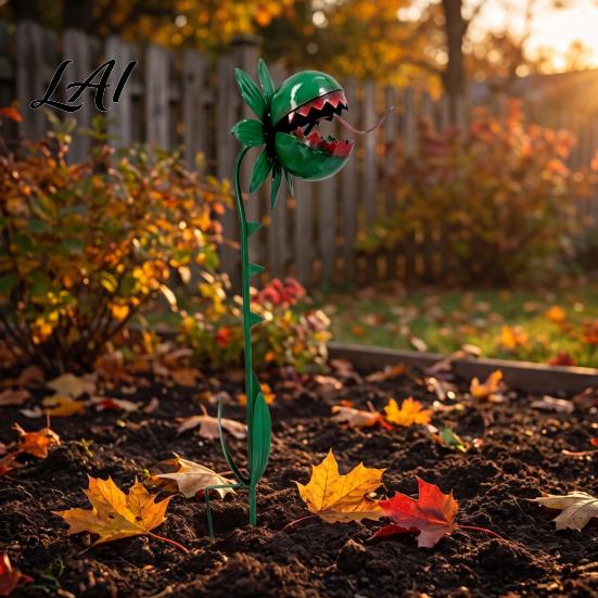 Durable Weather Resistant Sculptures Venus Flytrap Garden Stake Metal Carnivorous Plant Yard Decor Weird Gothic Fun Floral Stakes Decor for Outdoor