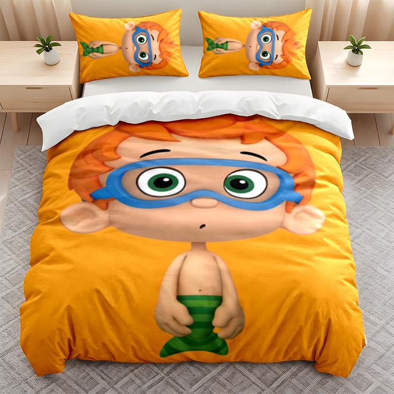 Bubble Guppies 3PC Bedding Set Print Duvet Cover with Two Pillowcases Home Bedroom Decoration festival gift