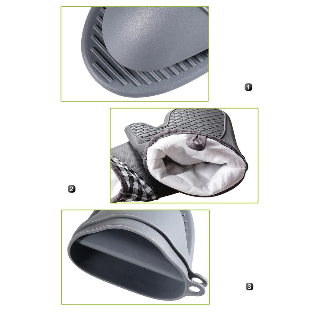 2PCS Heat Oven Mitts 2PCS Oven Hand Clips Insulated Non-Slip Gloves Microwave Silicone Gloves for Cooking Baking
