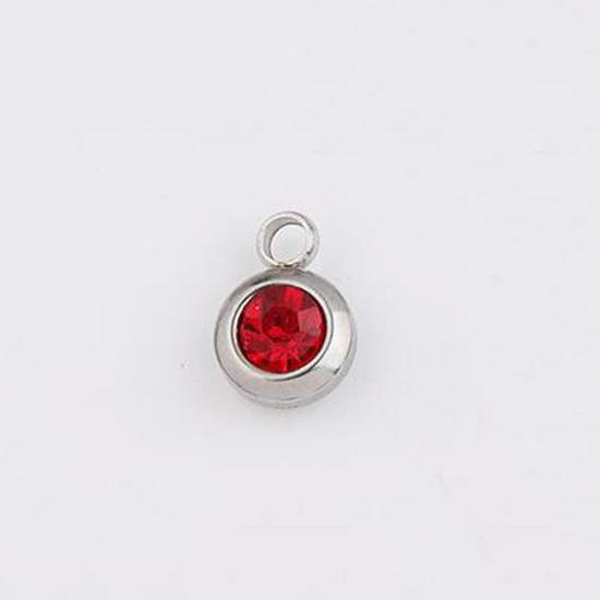 6.5mm Stainless Steel Birthstone Pendant - 12 Colors, DIY Jewelry Accessory