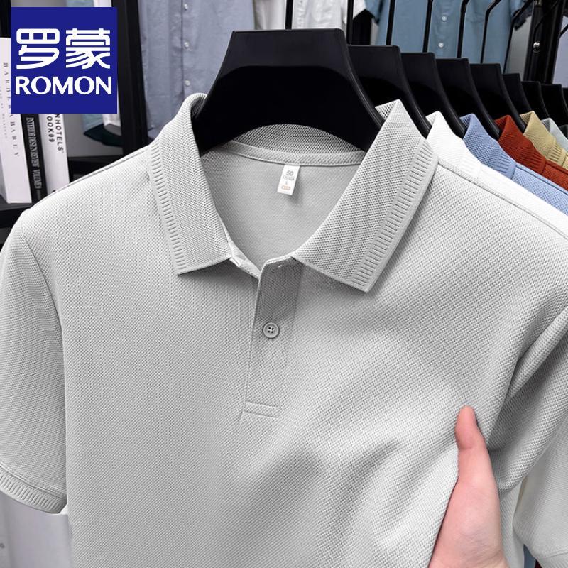 ROMON Мужская рубашка-поло Xinjiang с длинным волокном, в стиле business casual