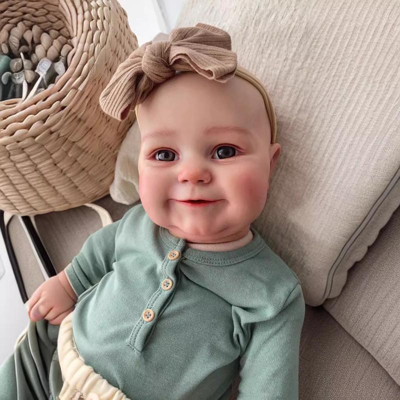 50/60cm Reborn Toddler Doll Maddie Soft Touch Cloth Body Realistic Baby Doll Hand-draw Bald Hair Newborn Babies Dolls for Kids Birthday Christmas Gift