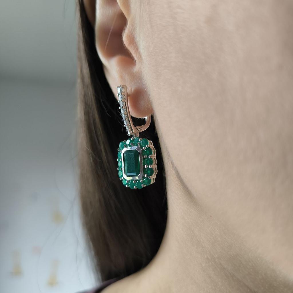 Серебряные серьги с натуральным агатом 7.73ct (2181811)