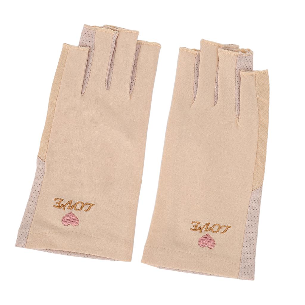 Manicure Gloves UV Protection Stretchy Breathable Fingerless Fiber Cotton Nail Lamp Gloves for Home