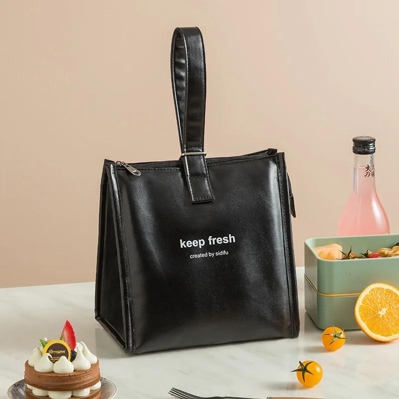 Портативные водонепроницаемые сумки для обеда из искусственной кожи, ланч-бокс для еды, пикника, изолированные женские сумки-холодильники, пакет со льдом, переноска для напитков, термосумка