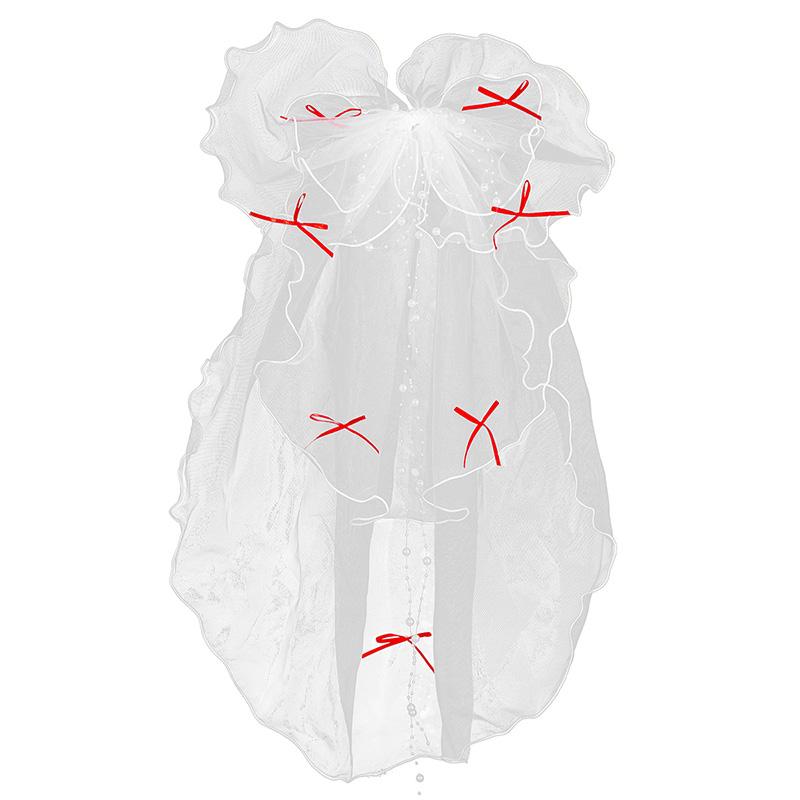 Двухслойная сетка тюль однотонная женская короткая свадебная фата с зажимом ленточный край центральный каскад головной убор невесты для вечеринки