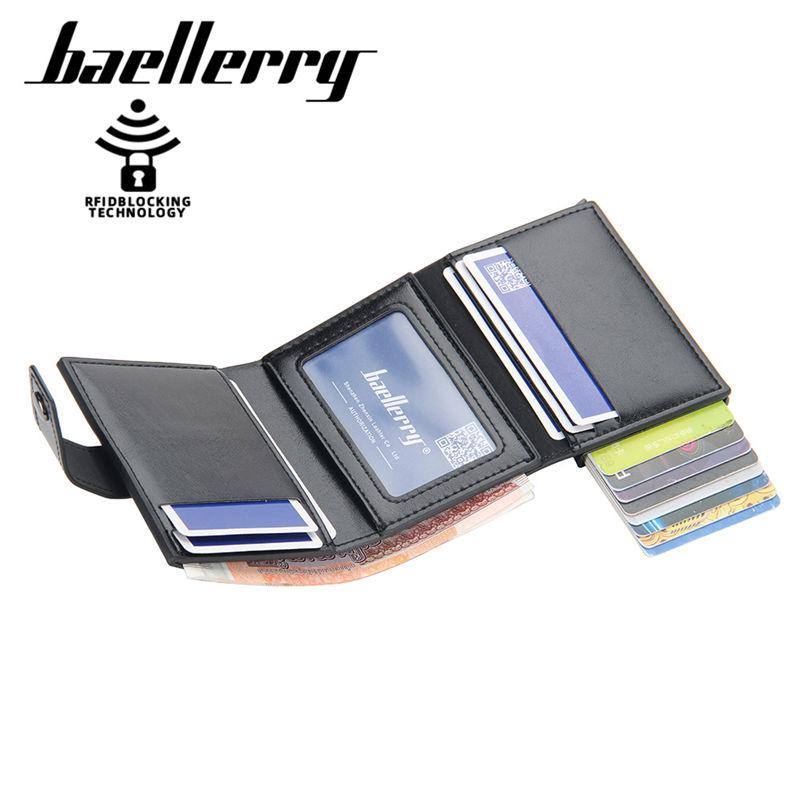 Baellerry Мужской держатель для кредитных карт RFID Алюминиевый бокс Держатели для банковских карт Кошелек с зажимом для денег Винтажный дизайн