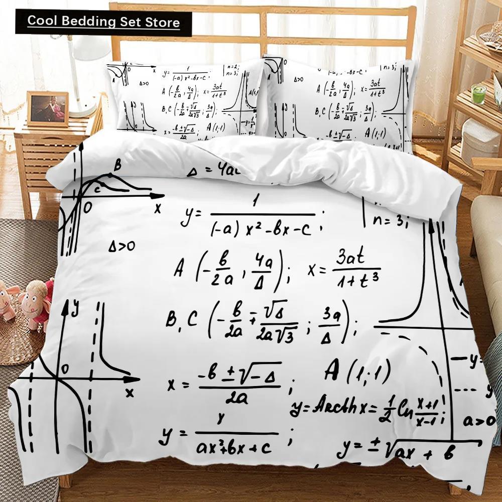 Математика Комплект пододеяльника размера Queen Математическая формула Принт Комплект постельного белья для детей Мальчиков Девочек Образовательный Полиэстеровый чехол для одеяла