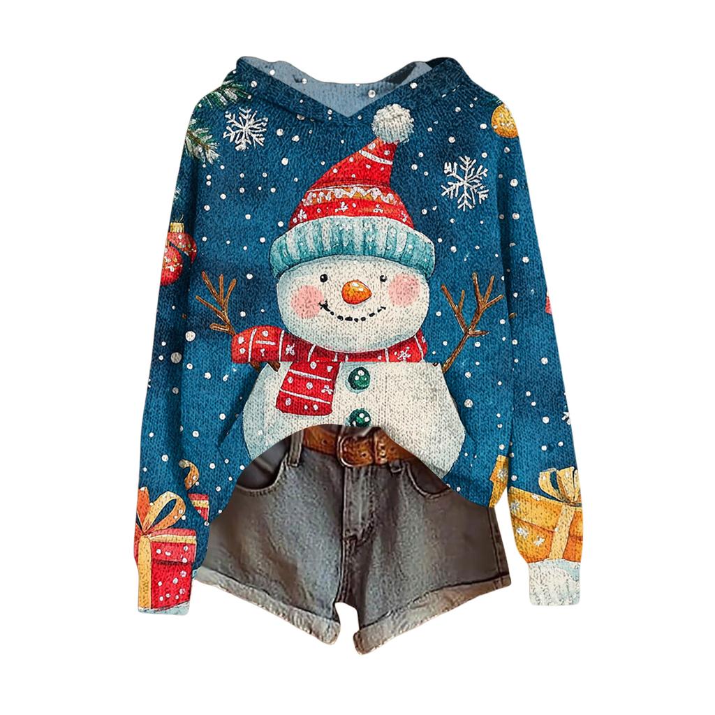 Ladies' Fashionable Printing Casual Hooded Long Sleeved Sweatshirt