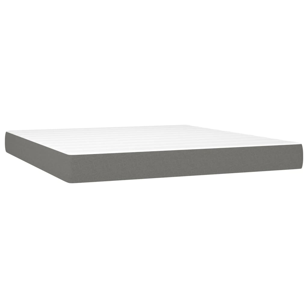 Box Spring Bed with Mattress Dark Gray 160 x 200 cm Fabric