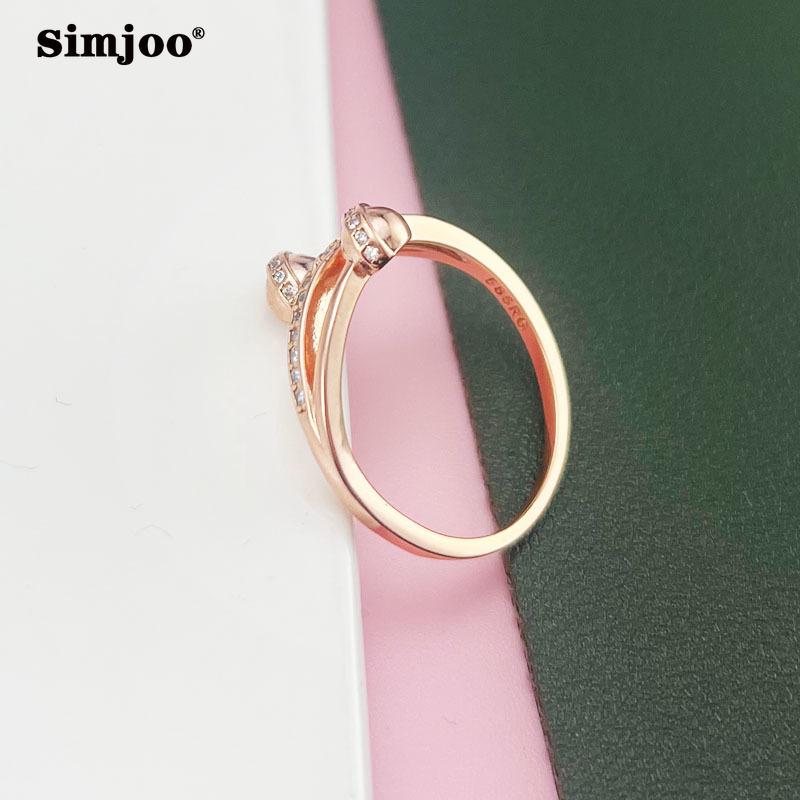 SIMJOO Цирконовое кольцо Женское модное индивидуальное кольцо с двойным шариком и кристаллами