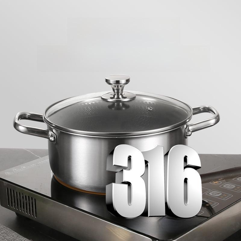 Кастрюля из нержавеющей стали 316 с антипригарным покрытием и сотовым узором, двойная ручка, трехслойная, совместима с индукционными и газовыми плитами, 26 см