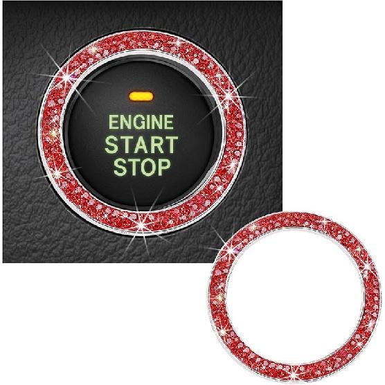 Блестящий кристалл с двойными стразами, декоративное кольцо для запуска двигателя автомобиля, сверкающая наклейка на кнопку запуска, ключ зажигания и; Ручка Кольцо Украшение, Bling