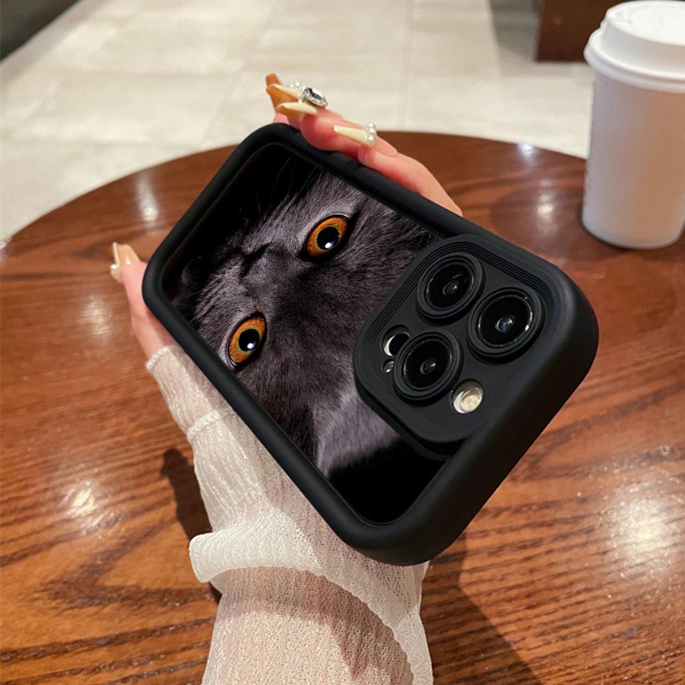 LZ3 Черный кот зеленые глаза силиконовый чехол для телефона Samsung A15 A35 S24 S23 Ultra S22 S21 Plus S20 FE A05 A06 A54 A55 A53 A14 M15 противоударный задний чехол