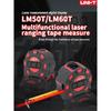 Лазерная рулетка UNI-T 50 м 60 м LM50T LM60T, цифровая электронная линейка, рулетка, ЖК-дисплей, выдвижной измерительный инструмент