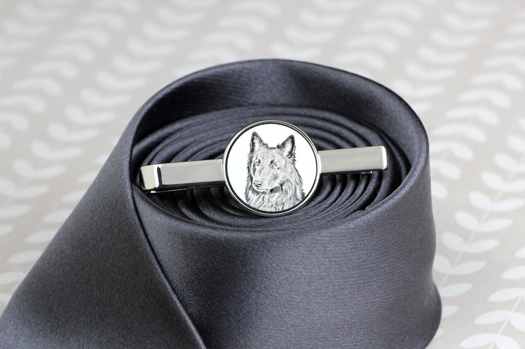 Belgian Shepherd Dog, Belgian Sheepdog - tie clip with a dog, personalized tie clip, a unique gift for a man from the Art-Dog brand